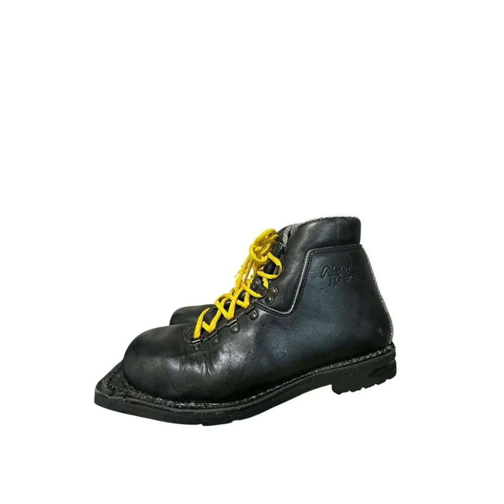 Vintage Asolo Alaska Boots Mens Size 12 Black Leather Vibram Sole Hiking 90s
